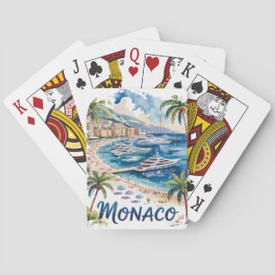 Vintage Retro Monaco Waterverf Franse Riviera Pokerkaarten