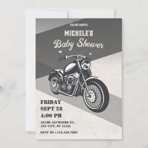 Vintage retro motorfiets baby shower kaart