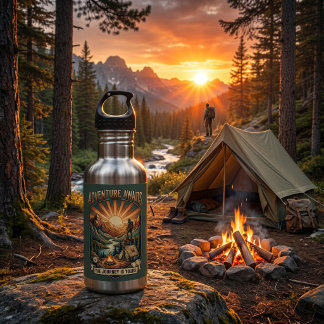 Vintage Retro Mountain | Camping Hiking Outdoor Waterfles