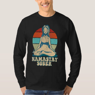 Vintage Retro Namastay Nuchter 12 Stappen Herstel  T-shirt