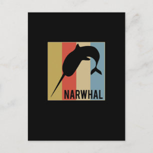 Vintage Retro Narwal Cute Nieuwigheid Briefkaart