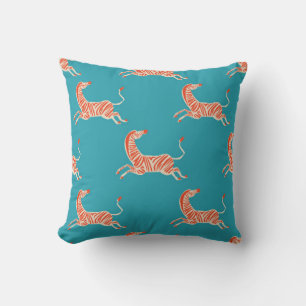vintage retro neon kleur Zebra illustratie motief Kussen