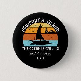 Vintage Retro Newport Rhode Island Sailing Ronde Button 5,7 Cm