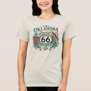 Vintage Retro Oklahoma Mother Road Schaarstaart Tri-Blend Shirt