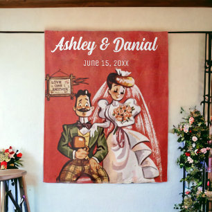 Vintage Retro Old Bride and Groom Rustic Wedding Wandkleed