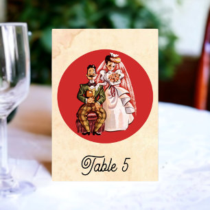 Vintage Retro Old Bride Groom Comic Rustic Wedding Kaart