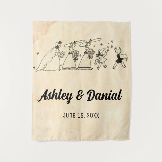 Vintage Retro Old Ceremony Bride Rustic Wedding Wandkleed (Voorkant)