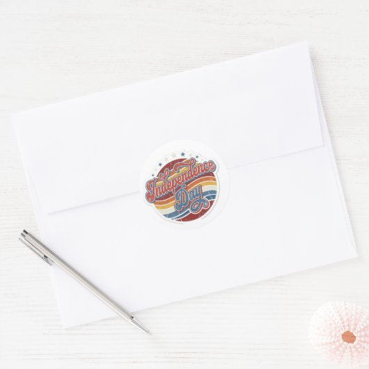 Vintage Retro Onafhankelijkheidsdag Sticker - 4 ju (Envelop)
