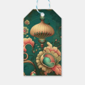 Vintage retro ontwerp bloem groen cadeaulabel (Voorkant)