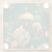 Vintage retro ontwerp bloem groen glazen onderzetter (Achterkant)