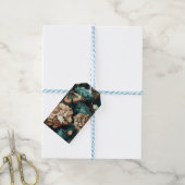 Vintage retro ontwerp bloemmotief groen cadeaulabel (Met Touw)