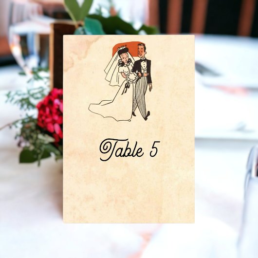 Vintage retro oud stripboek rustige bruiloft kaart