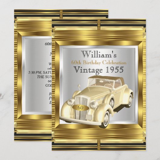 Vintage Retro Oude Auto Gatsby Deco Feest Kaart (Voorkant / Achterkant)