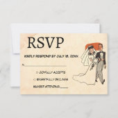 Vintage retro oude stripboek bruiloft RSVP kaartje (Voorkant)