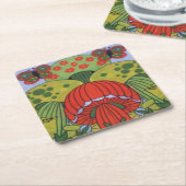 Vintage retro-paddenstoel en vlinderpapier Onderze Kartonnen Onderzetters (Schuin)