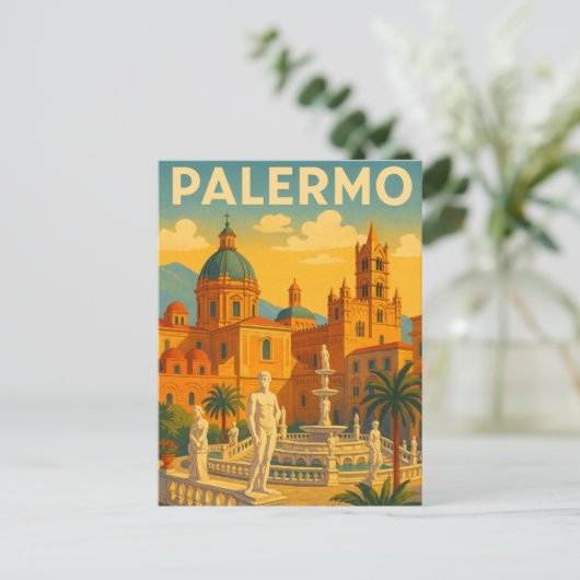 Vintage Retro Palermo Sicily Italy  Briefkaart (Staand voorkant)
