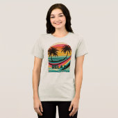 Vintage Retro Palmbomen Sfeer Tri-Blend Shirt (Voorkant volledig)