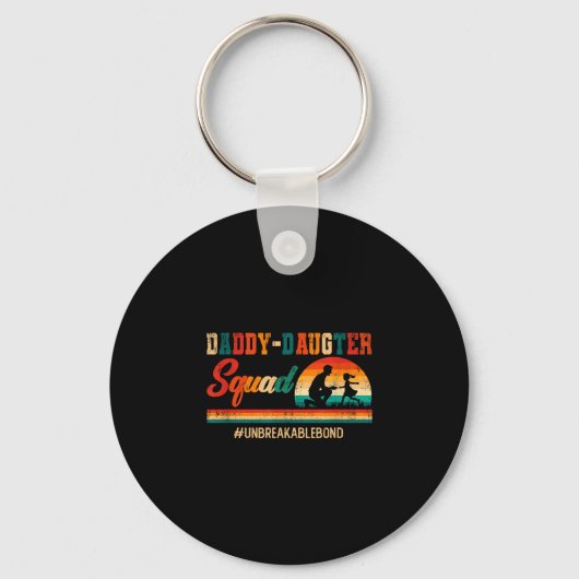 Vintage retro papa dochter team vaderdag sleutelhanger (Voorkant)