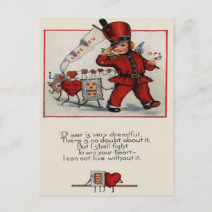 Vintage Retro Paradeleider Harten Valentijnskaart Feestdagenkaart