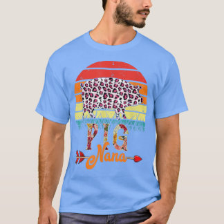 Vintage Retro Pig Nana Flowers Leopard Pig Moeder T-shirt