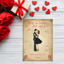 Vintage Retro Pin-Up Valentijnsdag kaart