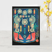 Vintage Retro Pinball Arcade Game Machine Kaart (Gele Bloem)