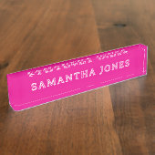Vintage Retro Pink Desk Nameplate Naambordje (Zijkant)