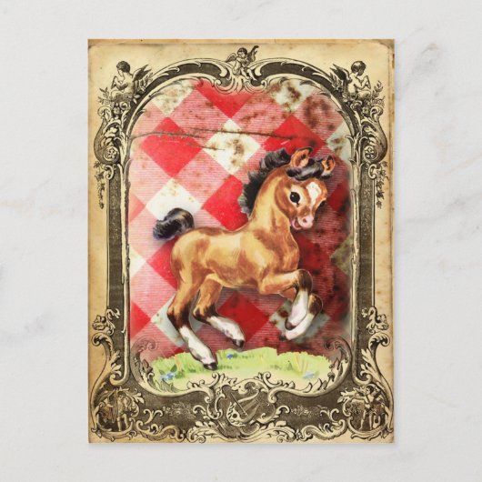 Vintage Retro Pony Briefkaart (Voorkant)