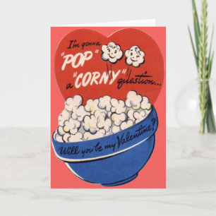 Vintage Retro Popcorn Valentijn Feestdagen Kaart