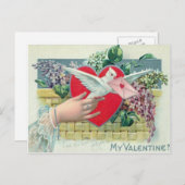 Vintage Retro Postduif met de Kaart van Valentijn (Voorkant / Achterkant)