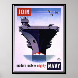 Vintage Retro Poster Wordt Lid Van De Marine