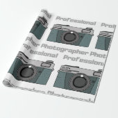 Vintage Retro Professional Photographer Camera Cadeaupapier (Uitgerold)