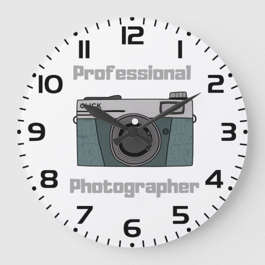 Vintage Retro Professionele Fotograaf Camera Grote Klok (Voorkant)