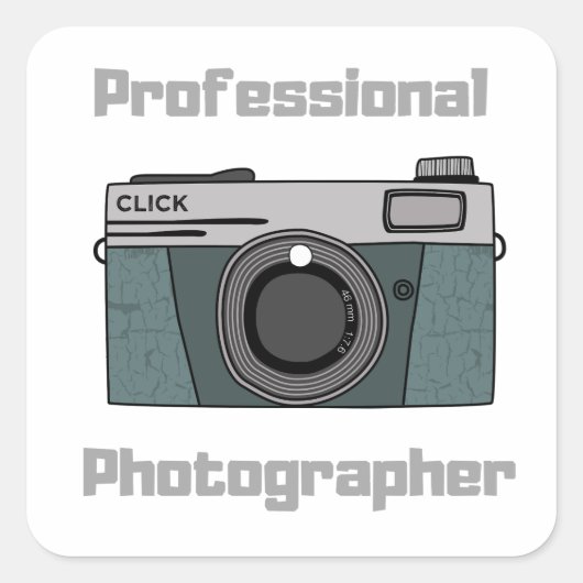Vintage Retro Professionele Fotograaf Camera Vierkante Sticker (Voorkant)