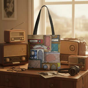 Vintage Retro Radio Mid-Century Antiek Tote Bag