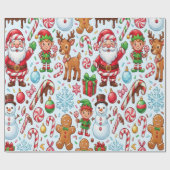 Vintage Retro Red Candy Cane Wonderland Christmas Cadeaupapier (Vlak)