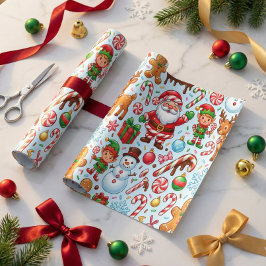 Vintage Retro Red Candy Cane Wonderland Christmas Cadeaupapier