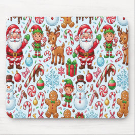 Vintage Retro Red Candy Cane Wonderland Christmas Muismat