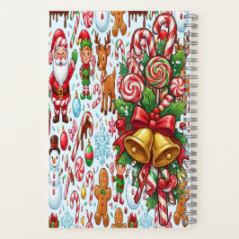 Vintage Retro Red Candy Cane Wonderland Christmas Notitieboek