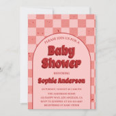Vintage Retro Red Pattern Baby Shower Kaart (Voorkant)
