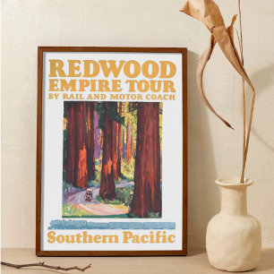 Vintage Retro Redwood National Park Keizertoernee Poster