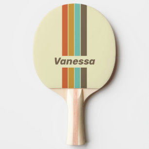 Vintage Retro Regenboog Speld Gestreept met Naam Tafeltennisbatje