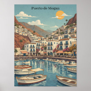 Vintage Retro Reis Puerto de Mogán Gran Canaria Poster