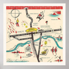 Vintage Retro Reno Nevada Print
