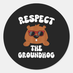 Vintage Retro Respecteer de Dag van de Bosmarmot G Ronde Sticker