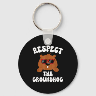 Vintage Retro Respecteer de Dag van de Bosmarmot G Sleutelhanger