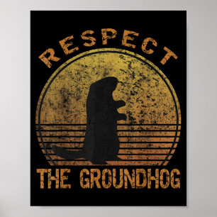 Vintage Retro Respecteer de Dag van de Bosmarmot _ Poster