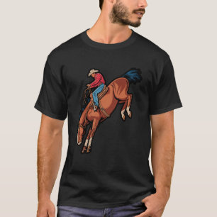 Vintage Retro Rodeo Bokkend Paardrijden T-shirt