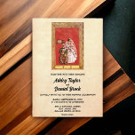 Vintage Retro Romantic Bride Groom Rustic Wedding Kaart<br><div class="desc">Deze  retro-komische bruiloft is geschikt voor een moderne bruiloft. Het oude minimalistische ontwerp is voorzien van de  Retro Romantic Bride Groom Rustic Wedding Invitation</div>