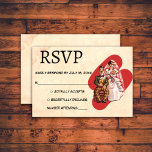Vintage Retro Romantic Bride Groom Rustic Wedding RSVP Kaartje<br><div class="desc">Deze  retro-komische bruiloft is geschikt voor een moderne bruiloft. Het oude minimalistische ontwerp is voorzien van de  Retro Romantic Bride Groom Rustic Wedding RSVP-kaart</div>